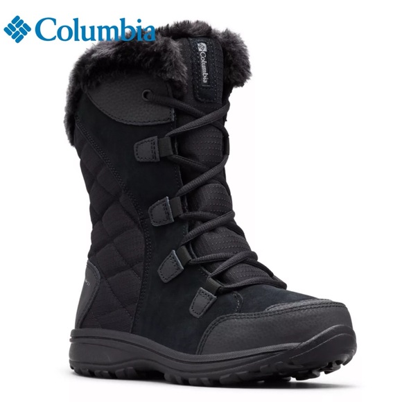 Columbia Women’s Ice Maiden II Boot Black lace up snow boots Faux fur boots Sz 9 - Picture 1 of 10